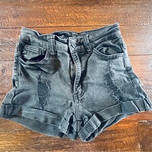 KanCan Charcoal Distressed Jean Shorts